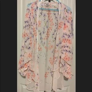 Linea Donatella sheer floral robe with lace
